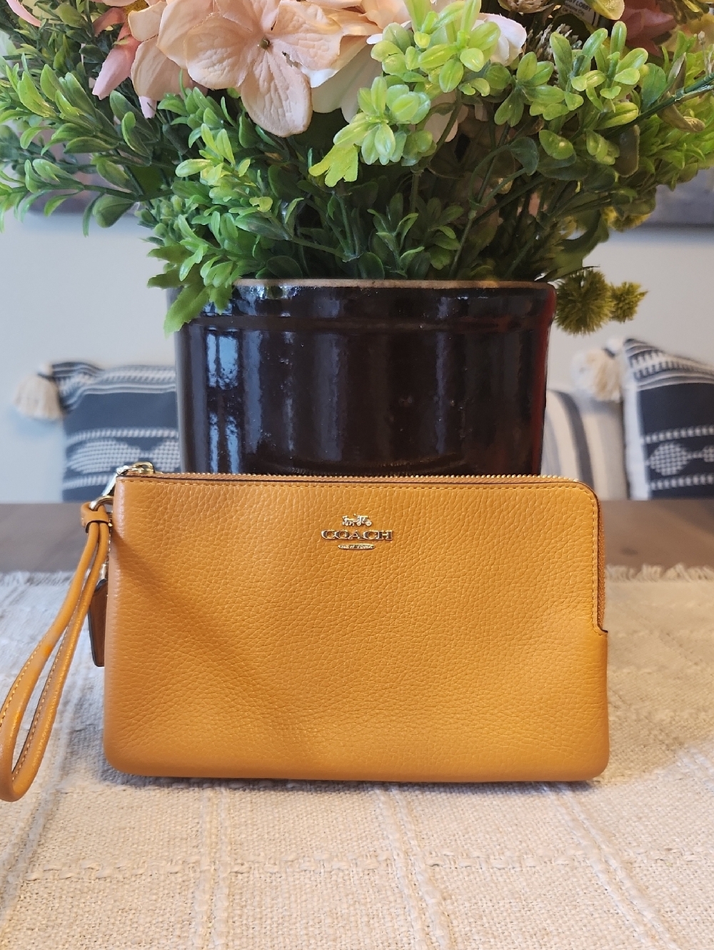 Coach Leather Large Wristlet Pouch